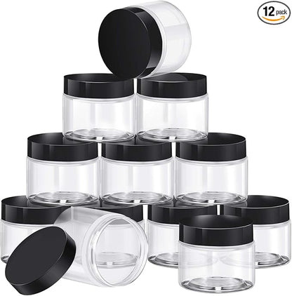 SATINIOR 12 Pack 2 oz Plastic Container Jars by SATINIOR
