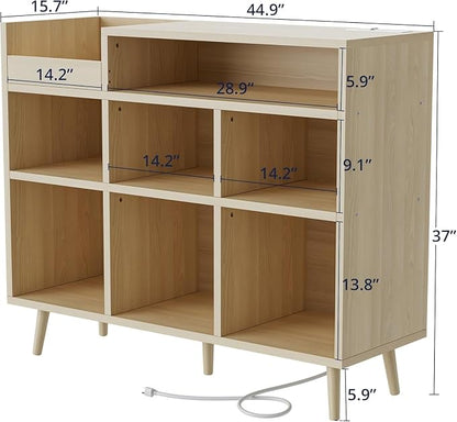 Cozy Castle Large Record Player Stand, Vinyl Storage Cabinet Mid Century Modern - Image 2