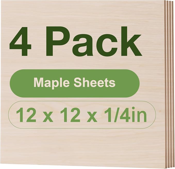 4 Pack Maple Plywood Sheets, 6mm Plywood by Wowood