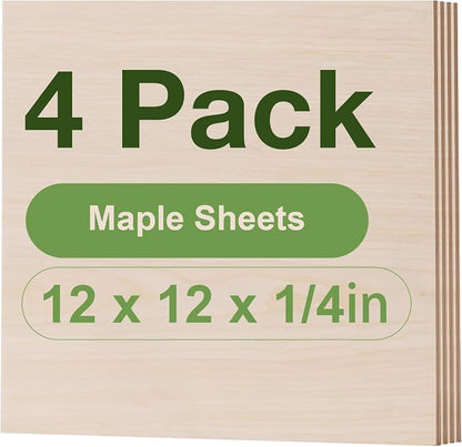 4 Pack Maple Plywood Sheets, 6mm Plywood by Wowood