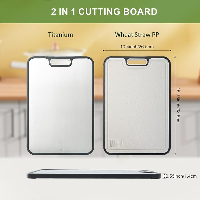 Titanium Cutting Board for Kitchen, Double Side Large Cutting Board for Meats - Image 2
