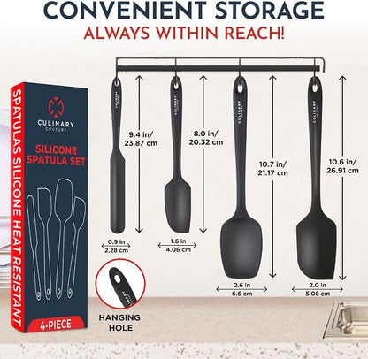 Culinary Couture 4-Piece Black Baking Spatula Set - Image 2