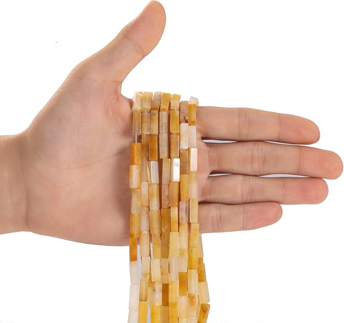 Natural Yellow Jade Rectangle Tube Beads 4x13mm 38cm/str Loose Semi Gemstone - Image 2