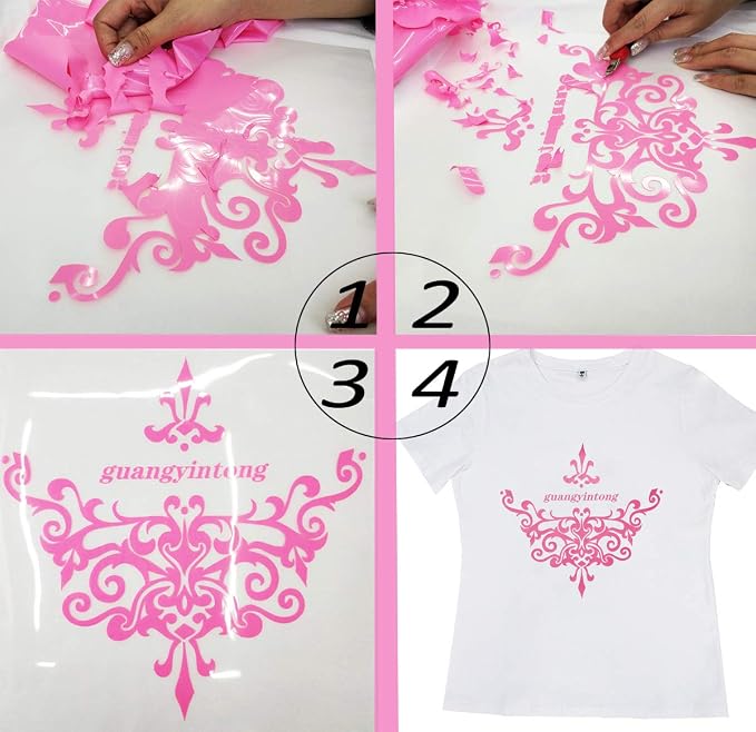 Guangyintong Heat Transfer Vinyl Pink HTV Rolls, Matte Surface HTV - Image 4