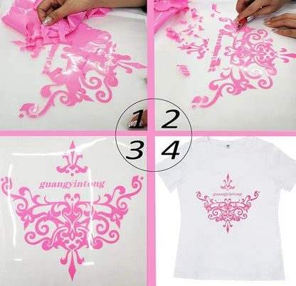 Guangyintong Heat Transfer Vinyl Pink HTV Rolls, Matte Surface HTV - Image 4