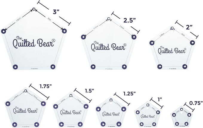 The Quilted Bear Pentagon Quilting Templates – 8 Clear Non-Slip Acrylic Quilt - Image 2