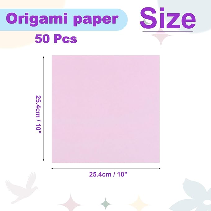 DMiotech 50 Sheets 10x10 Inch Origami Paper Large, 7 Colors Pink Square Origami - Image 4