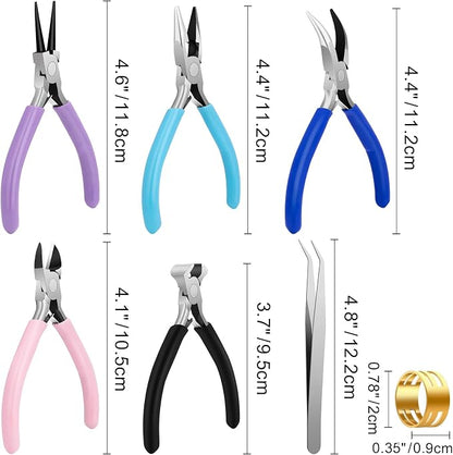 5 Pack Jewelry Pliers Tool Set, Includes Round, Bent & Zipper Pliers - Image 2