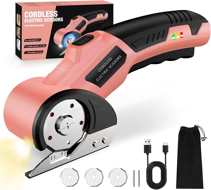 Cordless Electric Scissors: 4V Rechargeable Cardboard Cutter, 3 Blades by Unknown