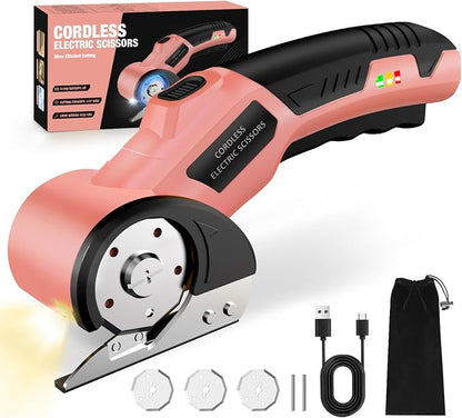 Cordless Electric Scissors: 4V Rechargeable Cardboard Cutter, 3 Blades by Unknown