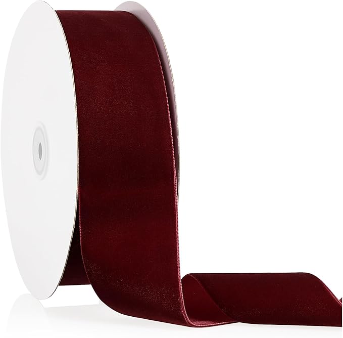 2" X 20 Yards Burgundy Velvet Ribbon by Bomybaw