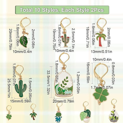 SUNNYCLUE 1 Box 20Pcs Stitch Markers Cute Lobster Clasp Charms Green Plants - Image 2