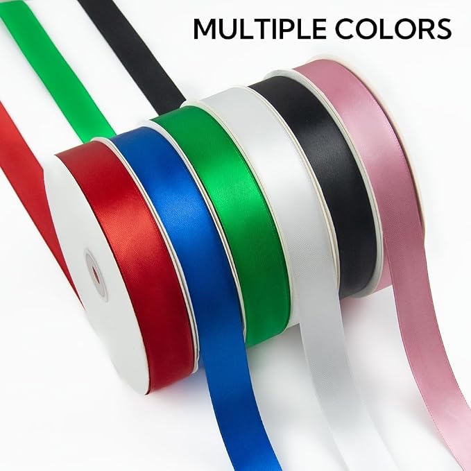 1 Inch 100 Yards Satin Ribbon Black, Solid Color Fabric Ribbon - Image 7