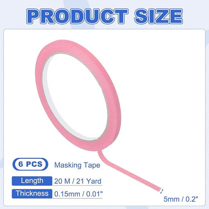 MECCANIXITY Masking Tape 0.2 Inch x 21 Yard Painter's Tape Pink Paint Tapes - Image 2