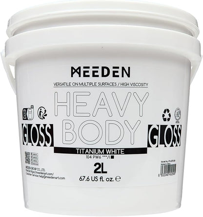 MEEDEN Titanium White Acrylic Paint: 2L/67.64oz/0.53 gal Heavy Body Gloss by MEEDEN