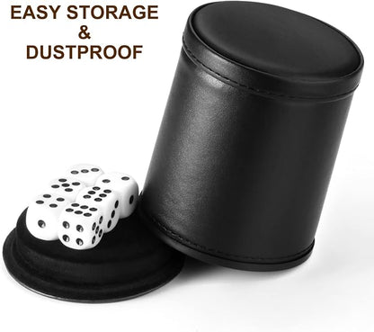 Felt Lined Dice Cup PU Leather Set, Quiet Shaker - Image 4