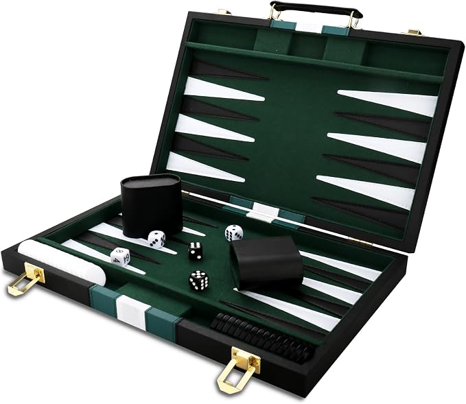 Backgammon Set - Classic Board Game - Portable Travel Strategy Backgammon Game by CAYOULR