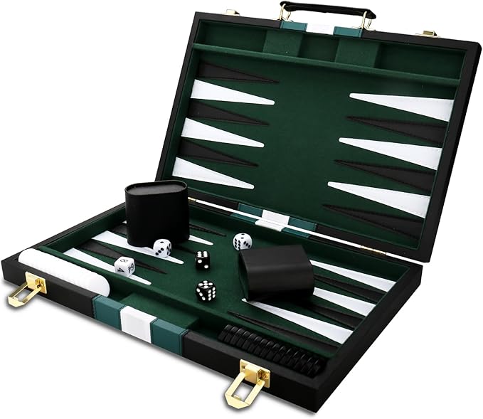 Backgammon Set - Classic Board Game - Portable Travel Strategy Backgammon Game by CAYOULR