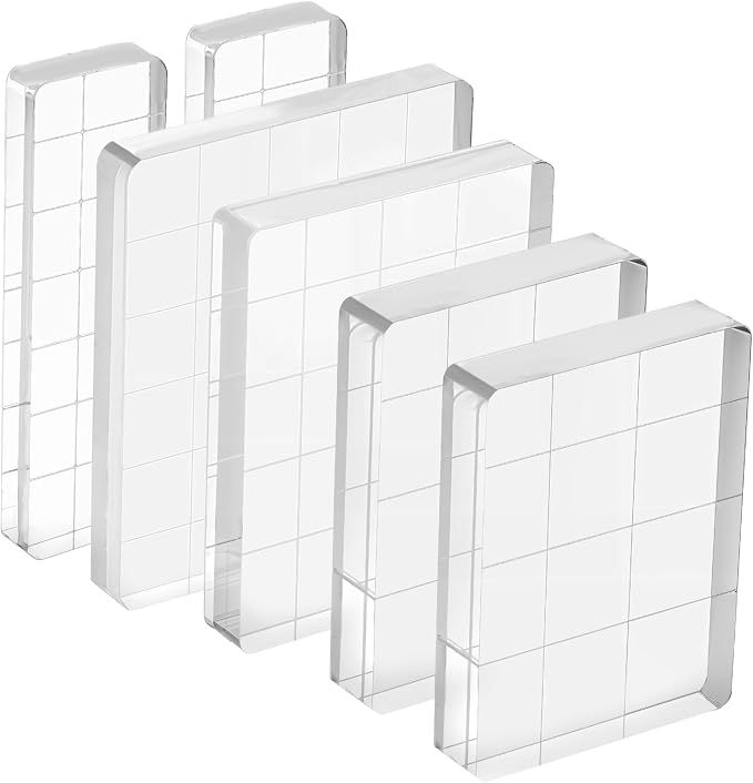 6 Pcs Acrylic Stamping Block Square Clear Stamping Block Tools by Unknown