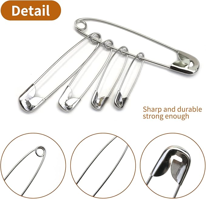 250pcs Safety Pins, 45mm Safety Pins Bulk, Rust Resistant, Heavy Duty Variety - Image 2