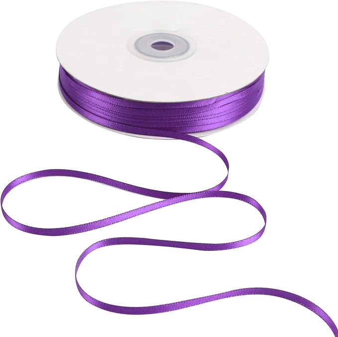 HUIHUANG Purple Ribbon 1/8 inches Solid Color Satin Ribbon100 Yards Double by HUIHUANG
