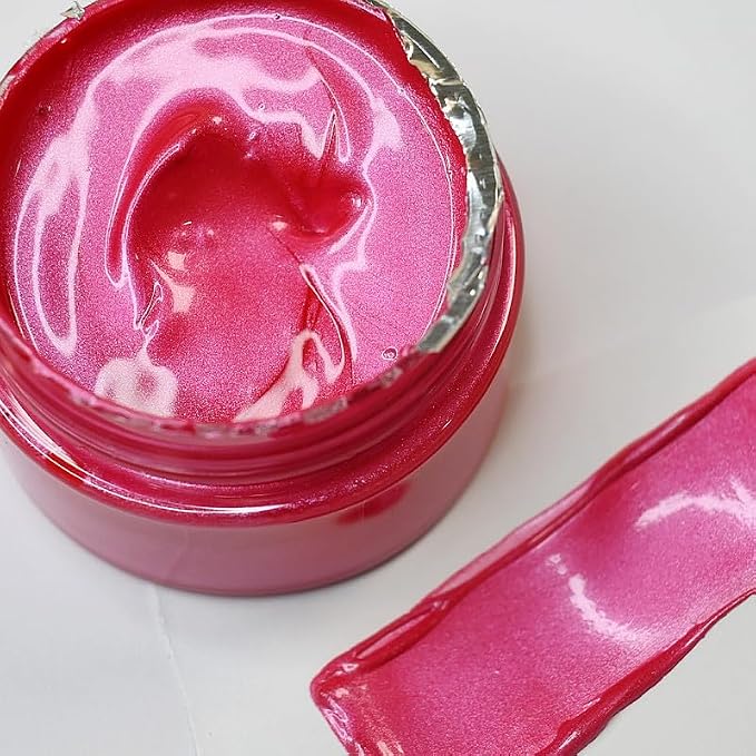 Shimmer Metallic Acrylic Paint Rose Red Metallic Chalk Paste 1.7oz/50ml by JAJADO