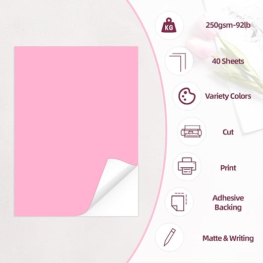 40 Sheets Printable Sticker Paper Heavy Weight Colored Self Adhesive Sticker - Image 3