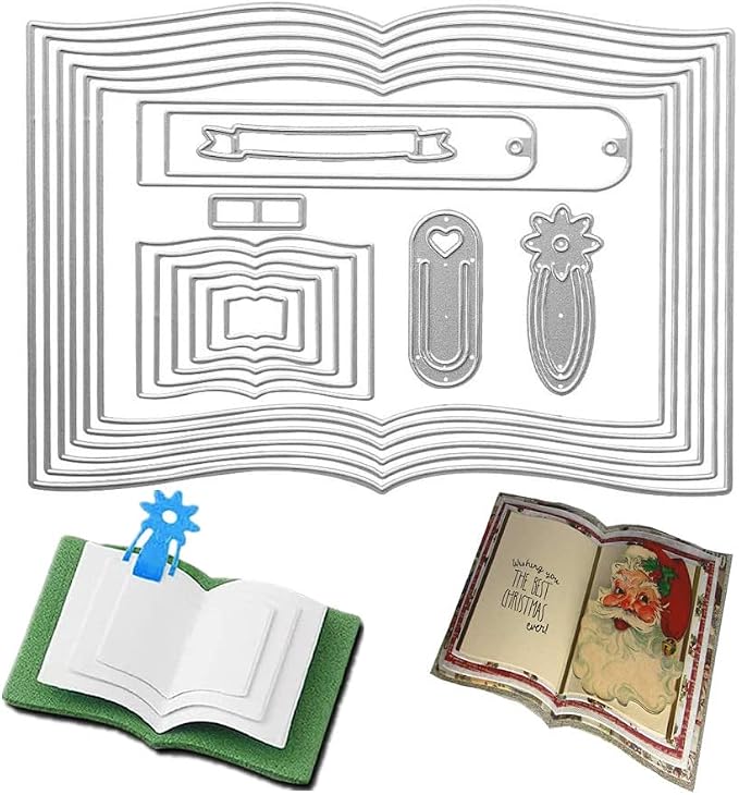 Book Cutting Dies, Bookmarks Tags Banner Die Cuts Metal Embossing Stencils by AHTOLS