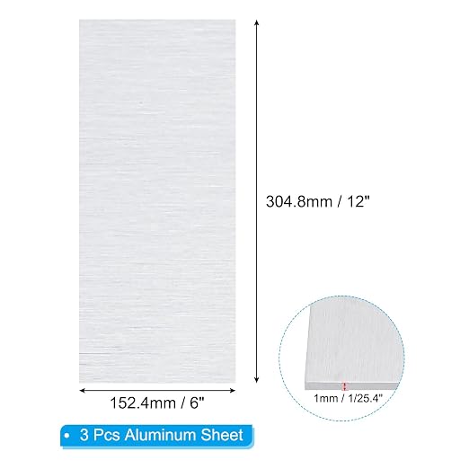 PATIKIL 6061 T651 Aluminum Sheet Metal 6 x 12 x 1/25.4 Inch 3Pcs Flat Plain - Image 2