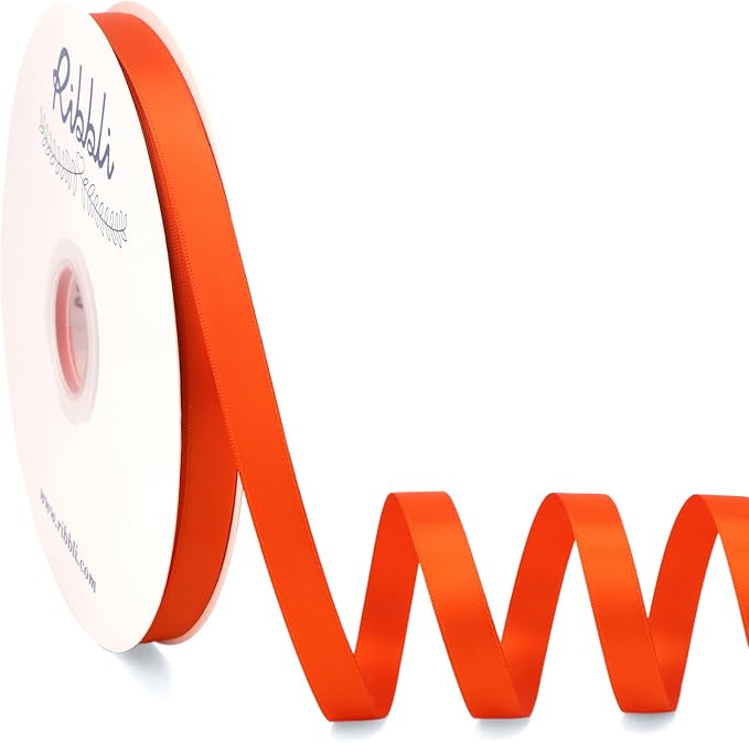 Ribbli Torrid Orange Satin Ribbon Double Faced Satin 1/2 Inch x Continuous 100 by Ribbli
