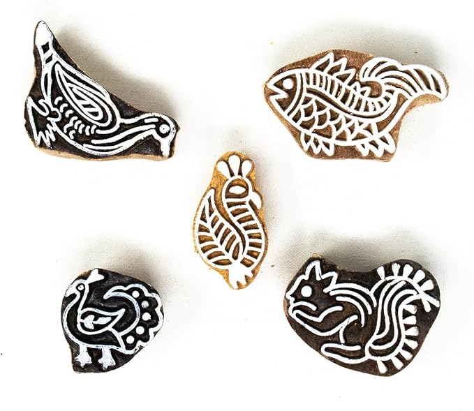 Hashcart Wooden Indian Traditional Design Printing Stamps/Blocks - Image 2
