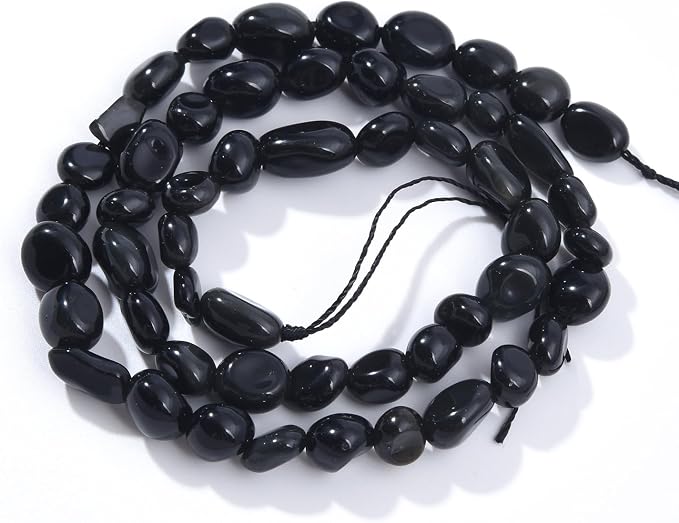Black Obsidian Pebble Nugget Oval Free Tumbled Stone 6-8mm Natural Gemstone by PLTbeads