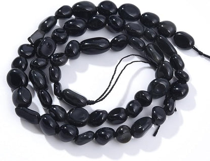 Black Obsidian Pebble Nugget Oval Free Tumbled Stone 6-8mm Natural Gemstone by PLTbeads