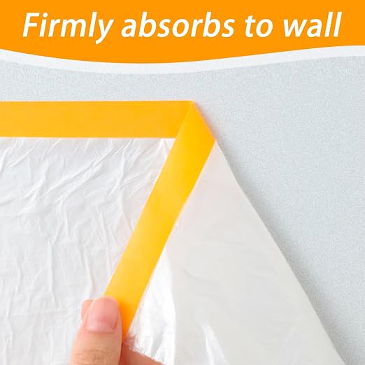 Painters Plastic with Tape 59inx65ft, Pre-Taped Masking Film Automotive Tape - Image 4