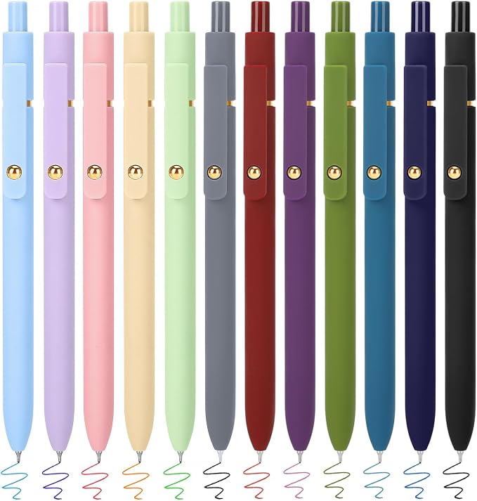 FIOVER Colored Pens, 12 Pack Colorful Gel Pens, Quick-Dry 0.7mm Medium Point by FIOVER