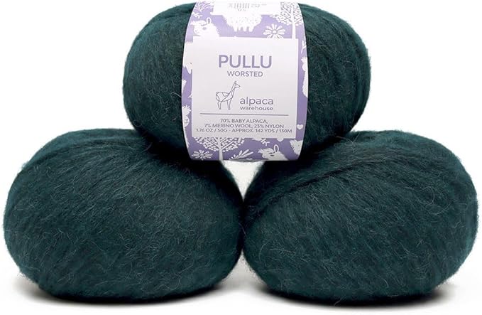 Pullu - Baby Alpaca Merino Wool Yarn Set of 3 Skeins Worsted Weight - Sourced by ALPACAWAREHOUSE