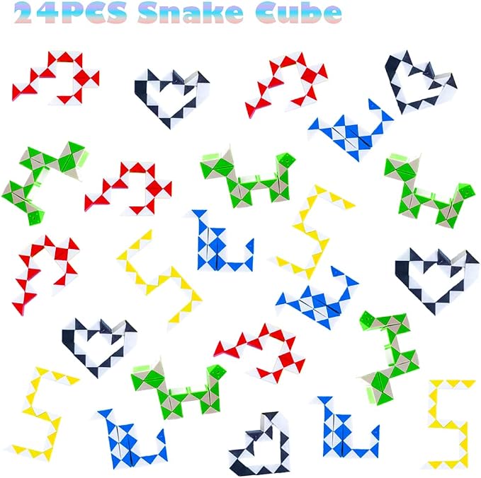 24 Pack 24 Blocks Fidget Snake Cube, Mini Snake Ruler Twist Puzzle Toys - Image 2