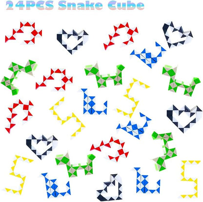 24 Pack 24 Blocks Fidget Snake Cube, Mini Snake Ruler Twist Puzzle Toys - Image 2