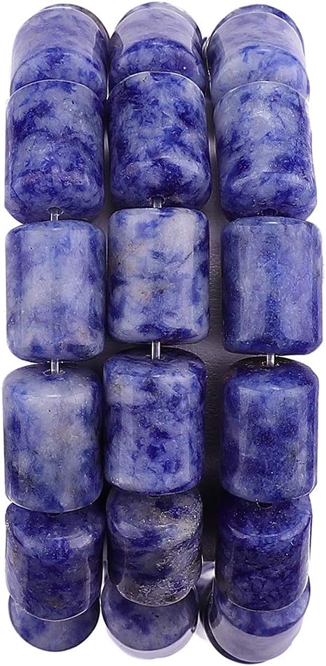 Natural Blue Sodalite Cylinder Stone Loose Semi Gemstone Beads by Beadia