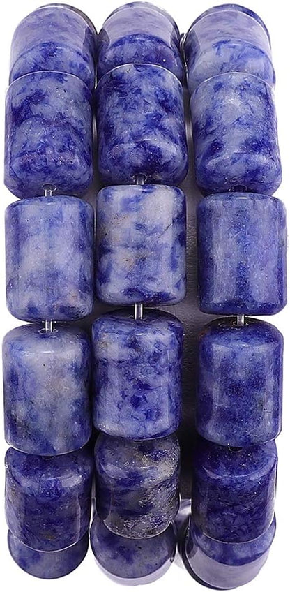 Natural Blue Sodalite Cylinder Stone Loose Semi Gemstone Beads by Beadia