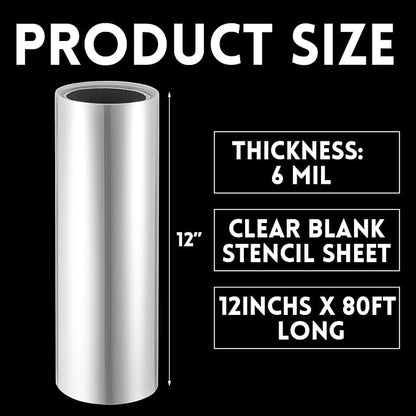 Frienda 12 Inches x 80 ft 6 Mil Rolls Blank Stencil Sheets Acetate Sheets Clear - Image 2