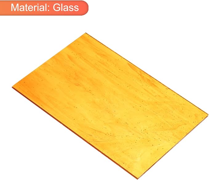 MECCANIXITY 2 Pcs Stained Glass Sheet Mosaic Tile 7.9 Inch x 5.9 Inch Orange - Image 3