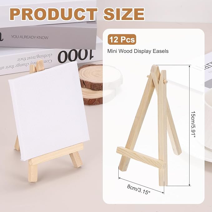 MECCANIXITY Mini Wood Display Easels, 5.9"x3.1"A-Frame Painting Tabletop Easels - Image 2
