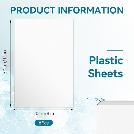 5 Pack White Plastic Sheets 8x12x0.04in Flexible High Tensile Plastic Sheets - Image 2