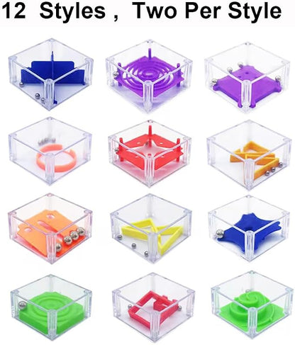 24 Pcs Balance IQ Maze Game，Mini Maze Cube Puzzle Box 3D Brain Maze Toy Puzzles - Image 2