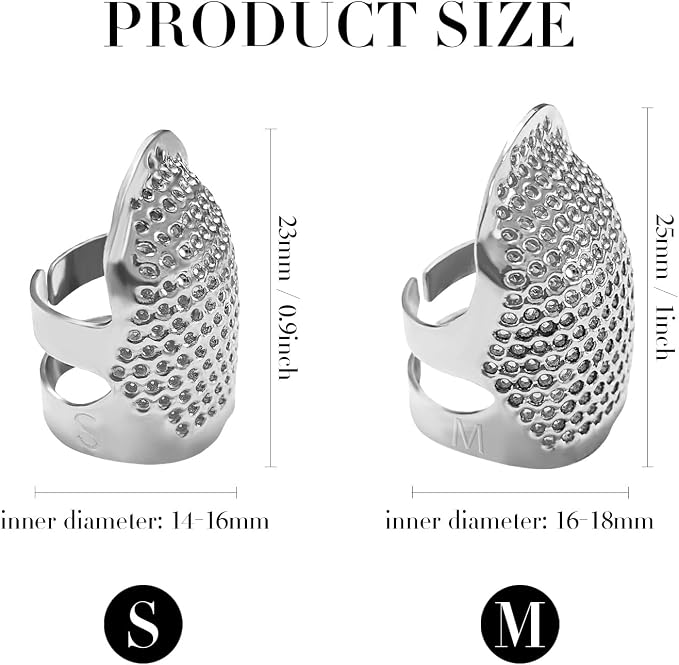 FR 4 Pack Thimble Finger Protector, Adjustable Metal Shield - Image 2