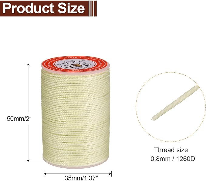 uxcell Round Leather Sewing Waxed Thread, 55m / 60 Yards Wax Polyester String - Image 2