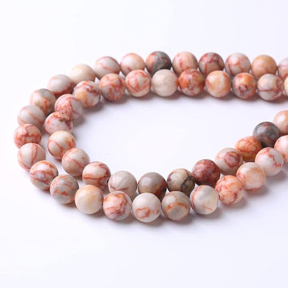 48PCS 8MM Red Network Stone Beads Energy Healing Beads - Image 2