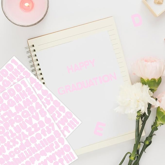 Starboling Pink Alphabet Stickers, 1/2 inch, 10 Sheets, Self-Adhesive Vinyl - Image 5