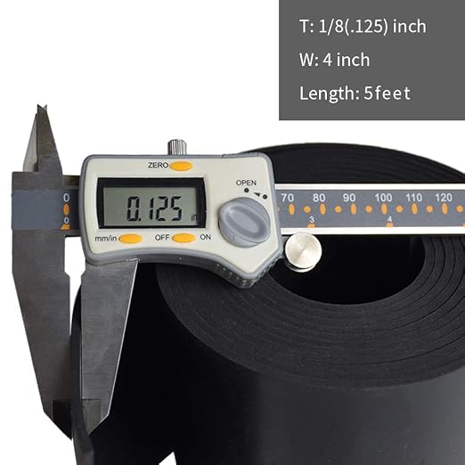 DOBTIM Solid Neoprene Rubber Strips 1/8" Thick X 4" Wide X 5' Long, Rubber - Image 2
